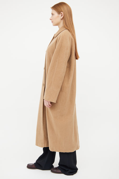Max Mara Brown Single Button Wool Coat