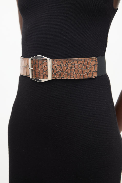 Max Mara Brown Leather Embossed Belt