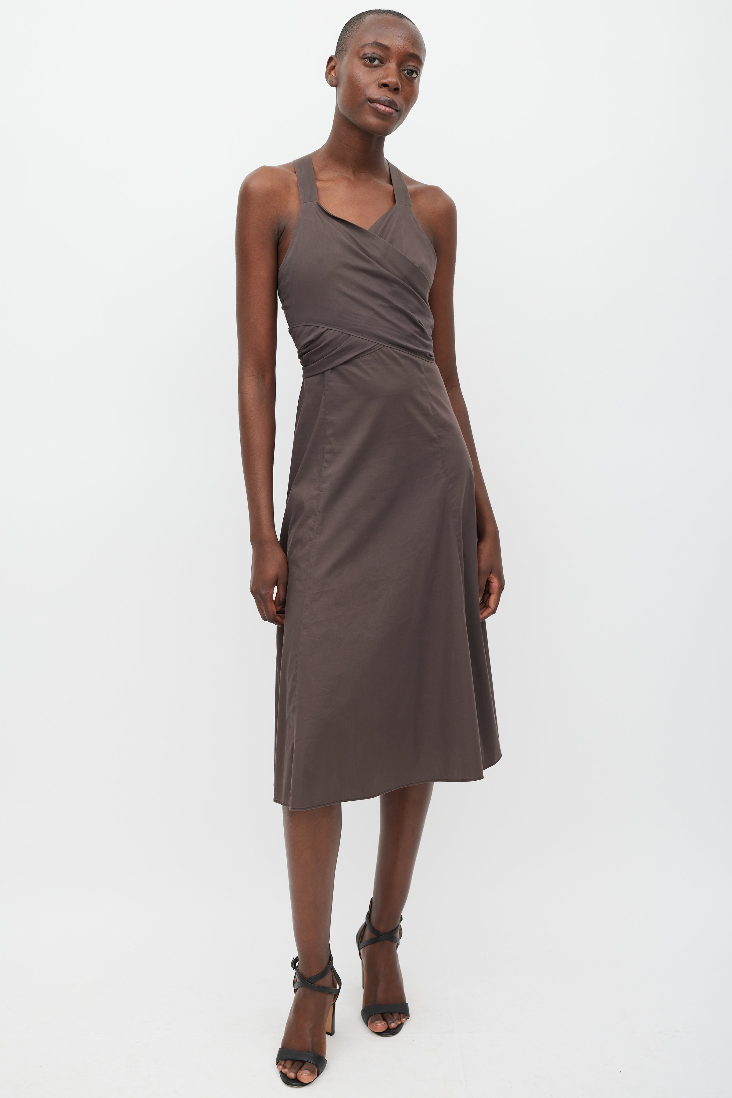 Max Mara // Brown Tie Front A-Line Dress VSP Consignment Max Mara // Brown Tie Front A-Line Dress VSP Consignment
