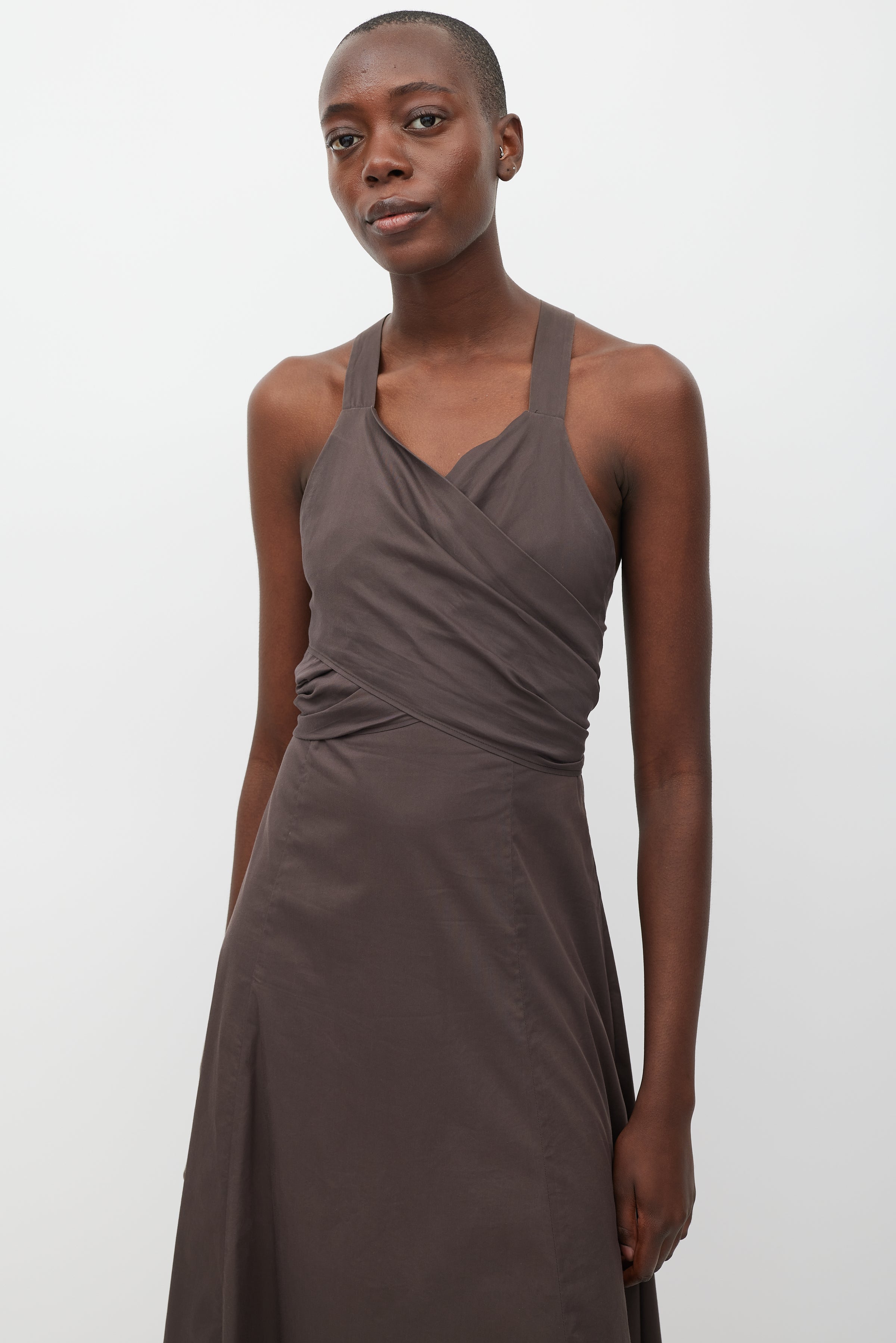 Max Mara // Brown Tie Front A-Line Dress VSP Consignment Max Mara // Brown Tie Front A-Line Dress VSP Consignment