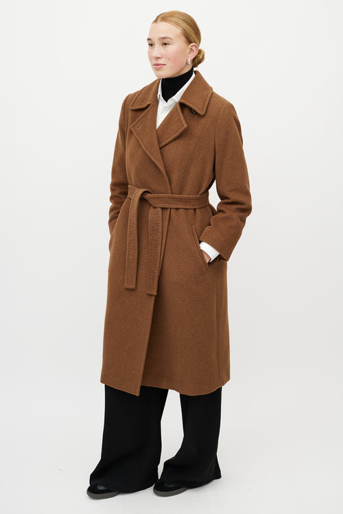 Max Mara Brown Wool Belted Coat