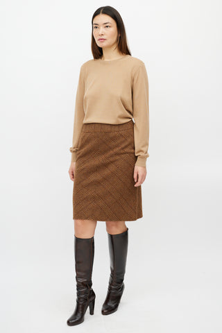 Max Mara Brown Wool Glencheck Skirt