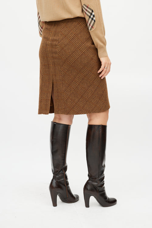 Max Mara Brown Wool Glencheck Skirt