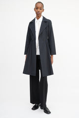 Max Mara City Black Pleated Trench Coat