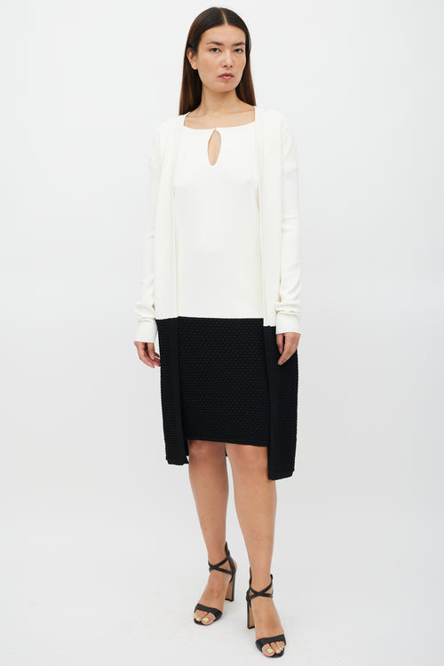 Max Mara Cream & Black Knit Cardigan Dress Co-Ord Set