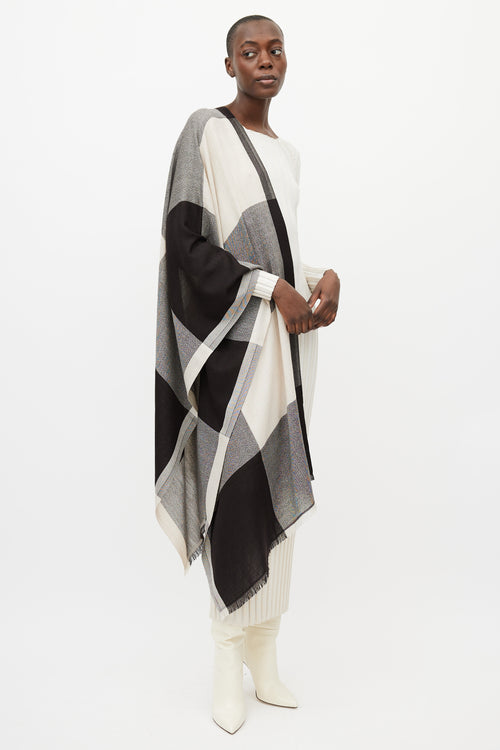 Max Mara Cream & Black Plaid Scarf