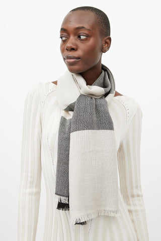 Max Mara Cream & Black Plaid Scarf