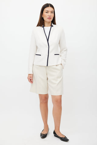 Max Mara Cream & Navy Trim Blazer
