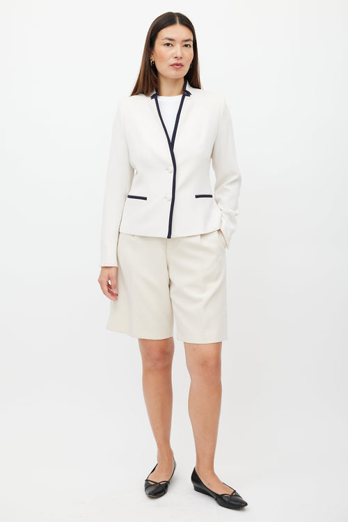 Max Mara Cream & Navy Trim Blazer