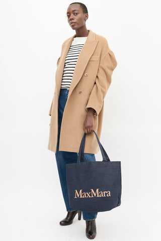 Max Mara Dark Wash Denim Logo Tote Bag