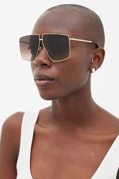 Max Mara Gold & Brown Angular MM0062 Lee Sunglasses