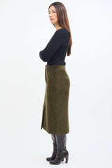Max Mara Green Corduroy Pencil Skirt