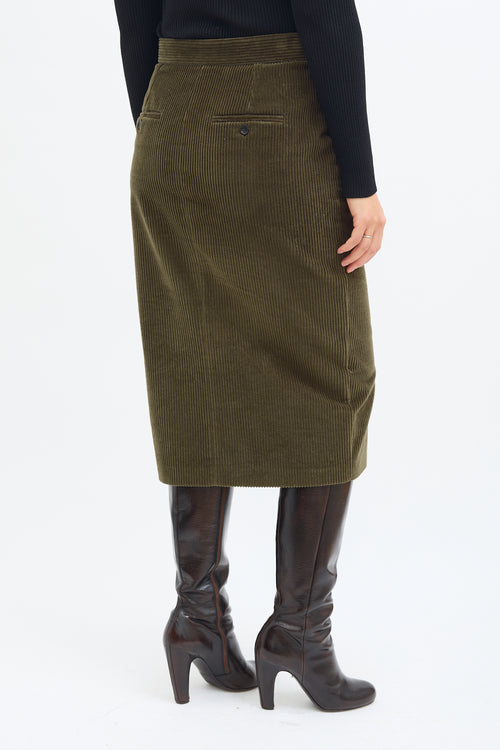 Max Mara Green Corduroy Pencil Skirt