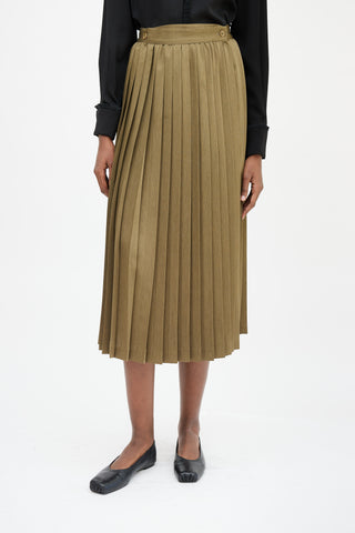 Max Mara Green Pleated Wrap Front Skirt
