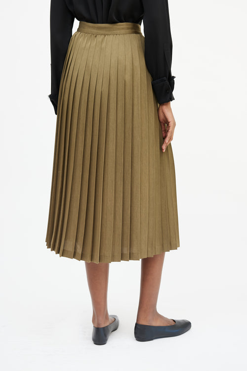 Max Mara Green Pleated Wrap Front Skirt