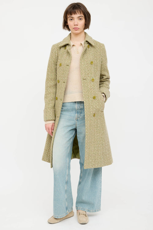 Max Mara Wool Woven Double Breasted Coat