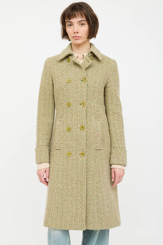 Max Mara Wool Woven Double Breasted Coat