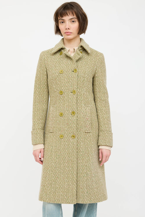 Max Mara Wool Woven Double Breasted Coat