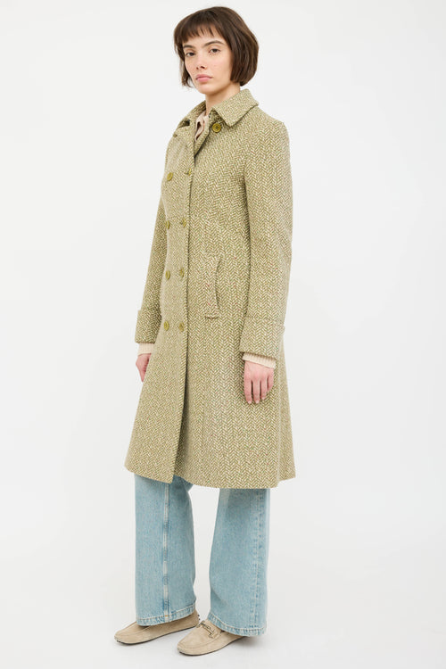 Max Mara Wool Woven Double Breasted Coat