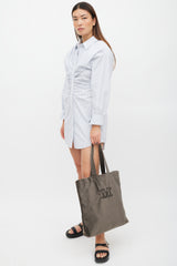 Max Mara Grey & Brown Velour Logo Tote