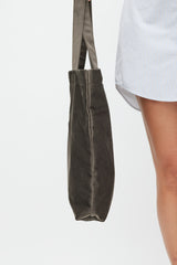 Max Mara Grey & Brown Velour Logo Tote