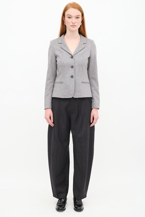 Max Mara Grey Cashmere Three Button Blazer