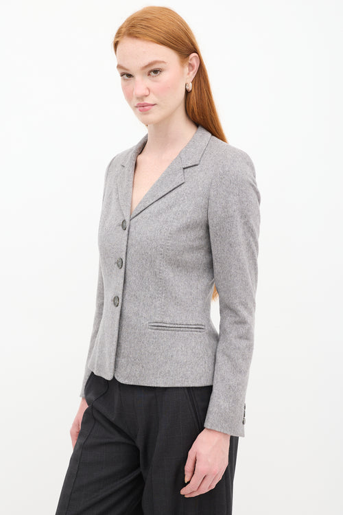 Max Mara Grey Cashmere Three Button Blazer