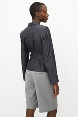 Max Mara Grey Silk Wrap Blazer