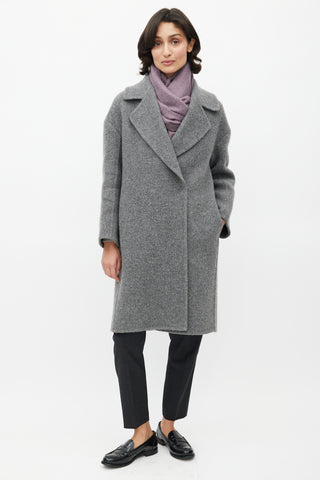Max Mara Grey Wool Double Breasted Coat