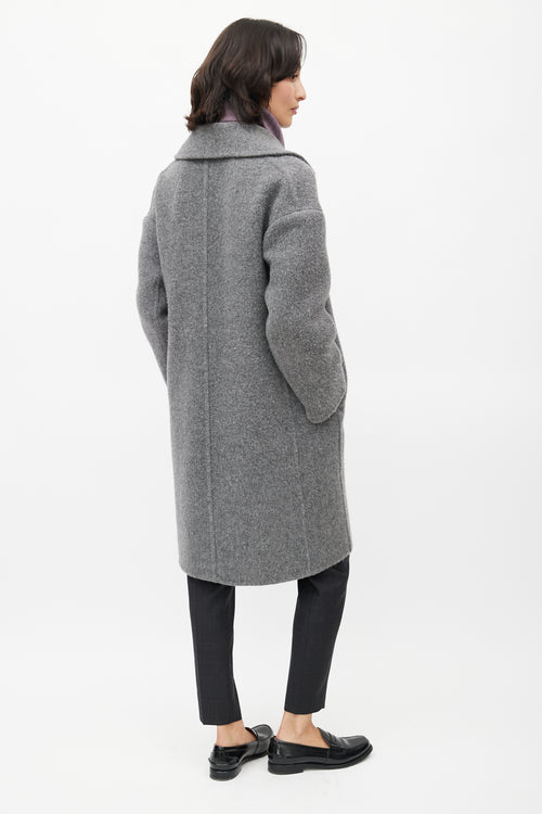 Max Mara Grey Wool Double Breasted Coat
