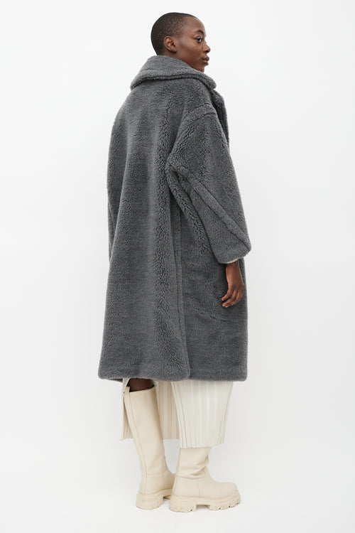 Max Mara Grey Wool Teddy Coat