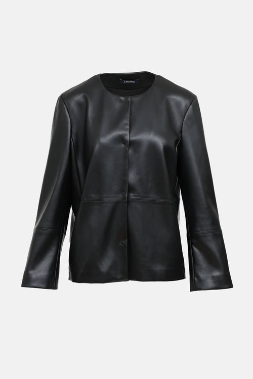 Max MaraLeather Button Up Jacket
