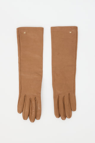Max Mara Leather M Logo Gloves