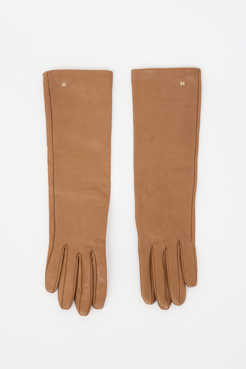 Max Mara Leather M Logo Gloves