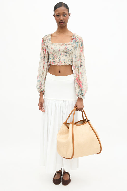 Max Mara Leather & Raffia Marine Bag