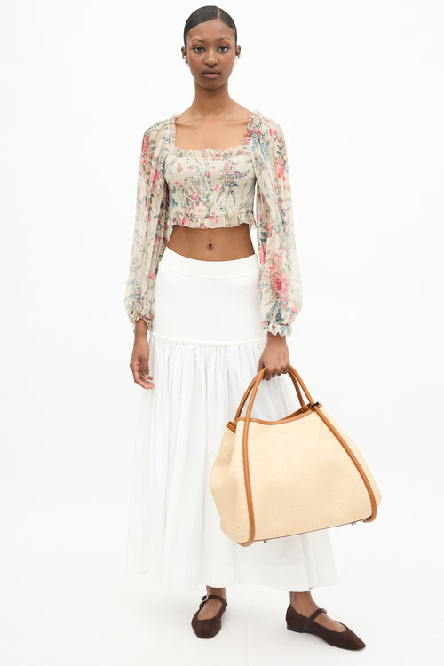 Max Mara Leather & Raffia Marine Bag