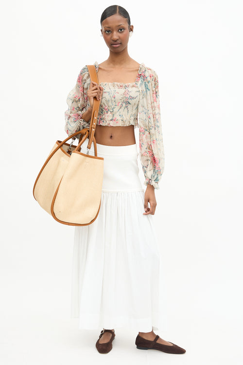 Max Mara Leather & Raffia Marine Bag