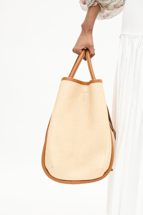 Max Mara Leather & Raffia Marine Bag