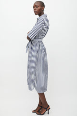 Max Mara Leisure Navy & White Striped Shirt Dress