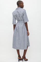 Max Mara Leisure Navy & White Striped Shirt Dress