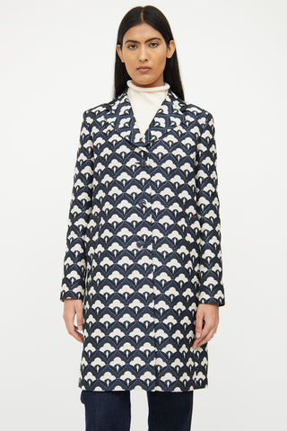 Max Mara Navy Multi Brocade Coat