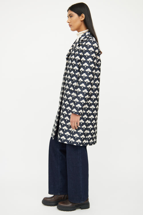 Max Mara Navy Multi Brocade Coat