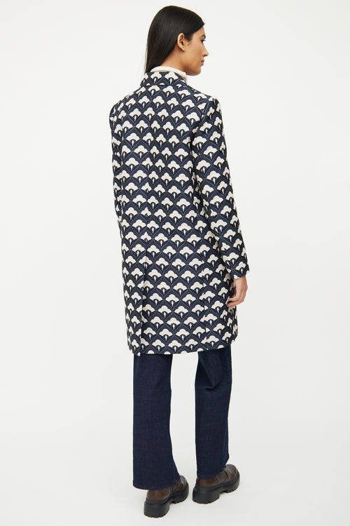 Max Mara Navy Multi Brocade Coat