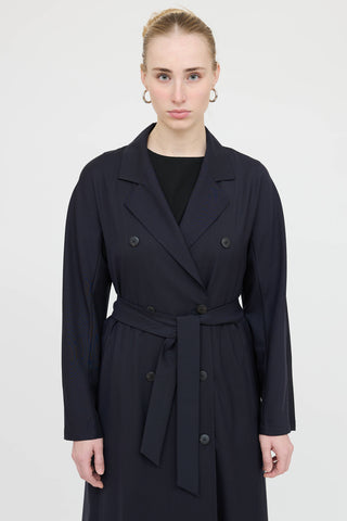 Max Mara Wool Double Breasted Trench Coat