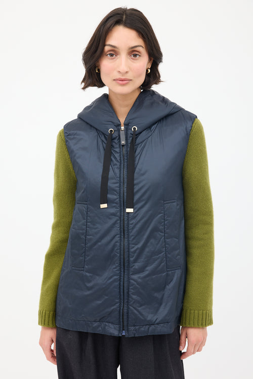 Max Mara Navy The Cube Hooded Zip Vest