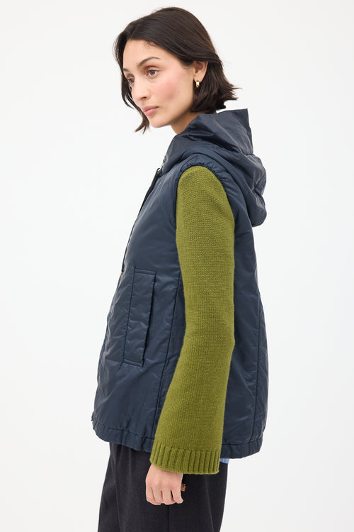 Max Mara Navy The Cube Hooded Zip Vest