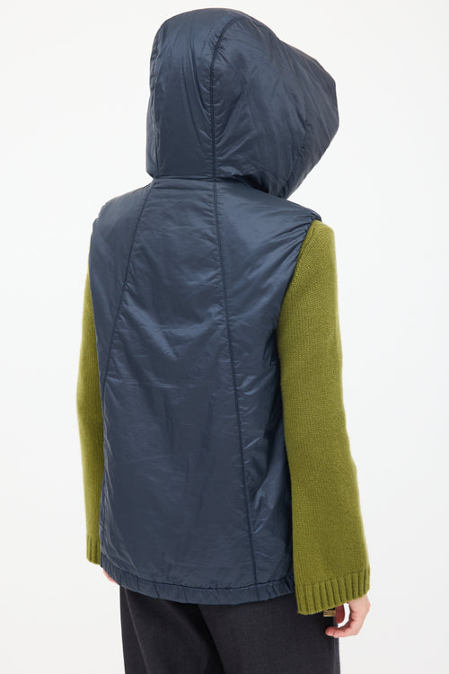 Max Mara Navy The Cube Hooded Zip Vest