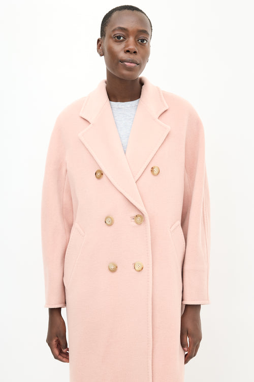 Max Mara Pink Wool Double Breasted Belted Coat