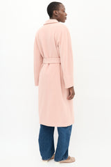 Max Mara Pink Wool Double Breasted Belted Coat