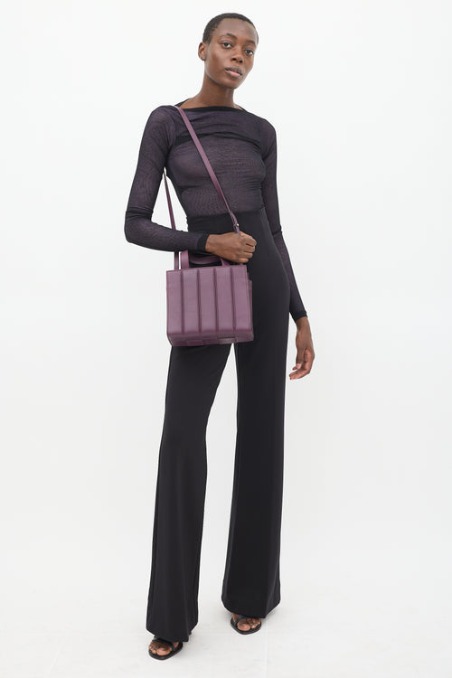 Max Mara Purple Leather Whitney Pleated Bag